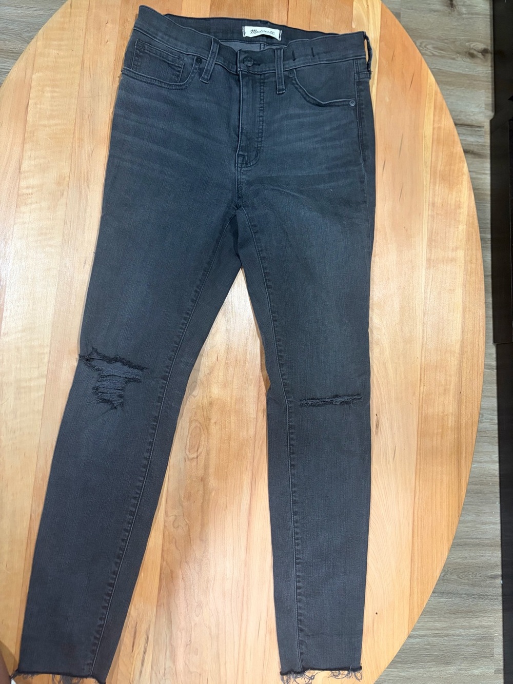 Madewell Black Skinny Jeans with Knee Rips